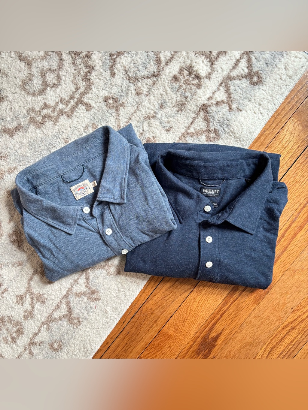Faherty Men’s Lot Of (2) Polo Shirts Short-Sleeve Lightweight Collars Blue